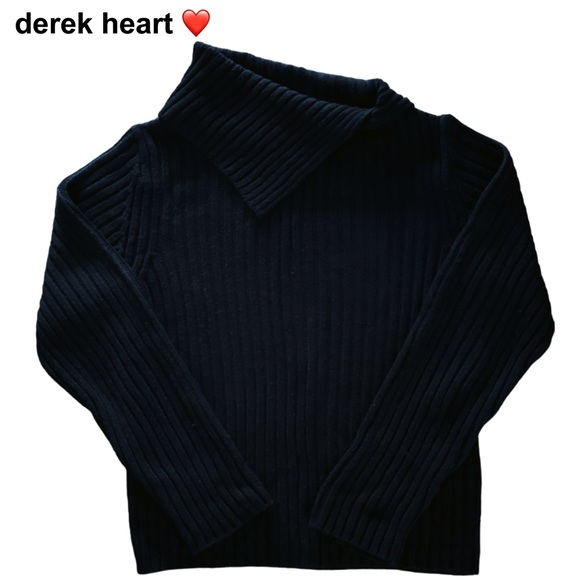 Derek Heart Shaw Neck Ribbed Pullover Sweater Size L - Picture 1 of 4